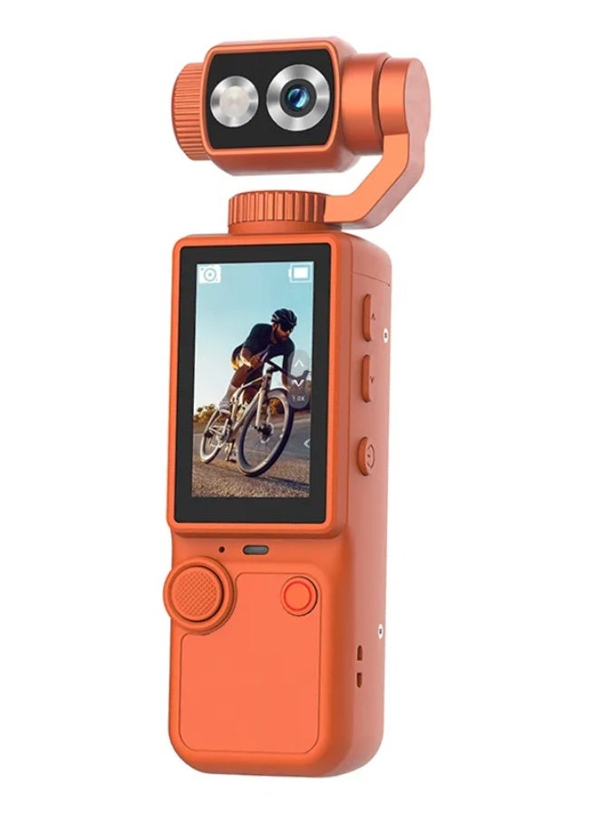 كالوبي كاميرا AirTab Pocket 4 فائقة الوضوح بدقة 4K مع مثبت جيمبال قابل للتعديل بزاوية 180 درجة، وشاشة IPS بحجم 2 بوصة، وبطارية بسعة 3000 مللي أمبير، مثالية لتصوير الفيديوهات الشخصية، وتسجيل الرحلات، والمغامرات الخارجية، باللون البرتقالي. - Image 1